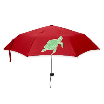 Green Sea Turtle Ocean Illustration - Regenschirm (klein) - Rot - Vorne