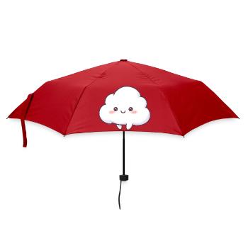 Kuschelige Wolke Kawaii Cartoon - Regenschirm (klein) - Rot - Vorne