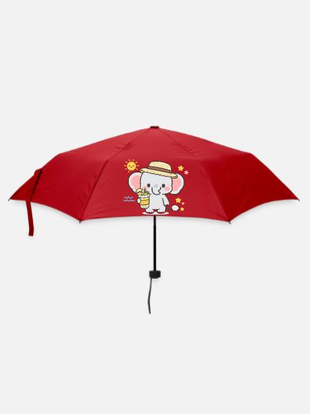 Sommerelefant mit Drink - Regenschirm (klein) - Rot