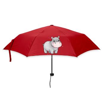 Hippopotamus Baby Watercolor Art Cute - Umbrella (small) - red - Front