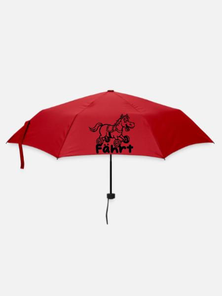 Fährt Pferd mit Rädern - Regenschirm (klein) - Rot