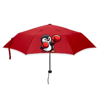Cooler Pinguin Boxer Cartoon Kampfsport Süß - Regenschirm (klein) - Rot - Vorne