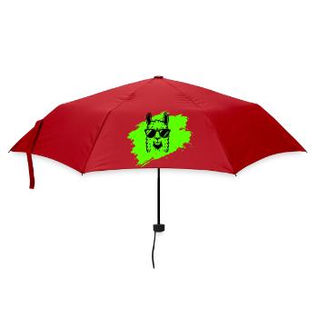 Llama or alpaca with sunglasses in neon style - Umbrella (small) - red - Front