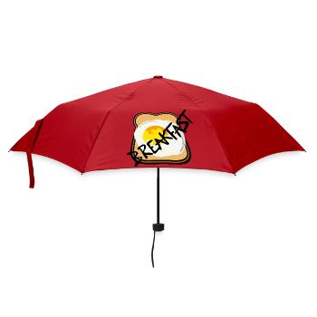 Toast mit Spiegelei Grafik - Regenschirm (klein) - Rot - Vorne