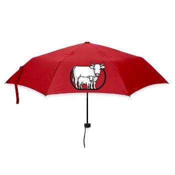 Kuh mit Kalb – Minimalistische Bauernhofkunst - Regenschirm (klein) - Rot - Vorne