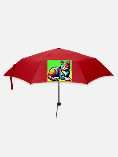 Katze - Regenschirm (klein) - Rot