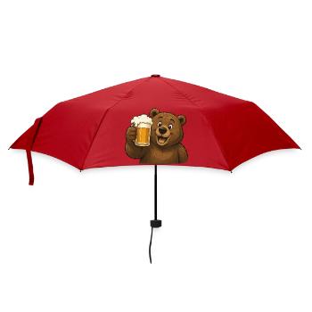 Bear with beer mug celebration - Umbrella (small) - red - Front