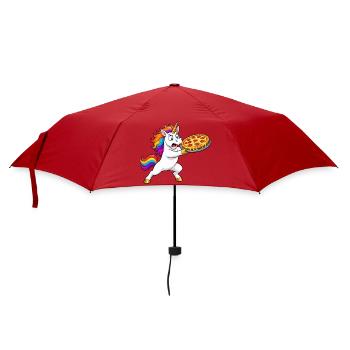 Funny Unicorn Pizza Rescue - Umbrella (small) - red - Front