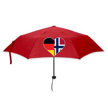 Deutsch-Norwegisches Flaggenherz - Regenschirm (klein) - Rot - Vorne