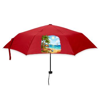 Willkommen am Tropenstrand - Regenschirm (klein) - Rot - Vorne