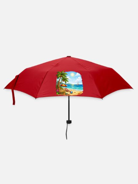 Willkommen am Tropenstrand - Regenschirm (klein) - Rot