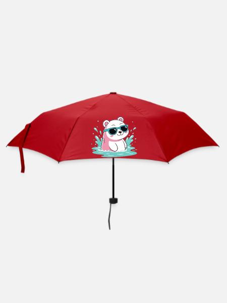 Wasser-Eisbär in kühlen Gläsern - Regenschirm (klein) - Rot