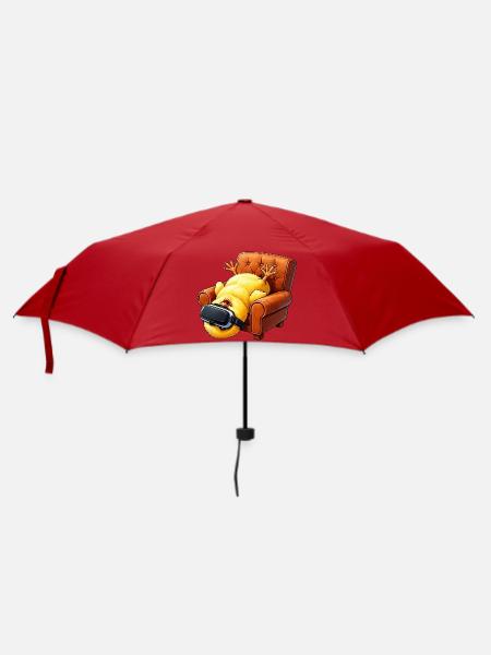 Küken mit VR Brille im Sessel - Regenschirm (klein) - Rot