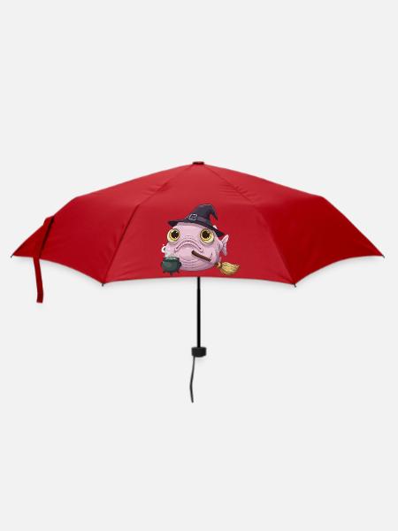 Lustiger Blobfisch - Hexenhut und Zauberkessel - Regenschirm (klein) - Rot