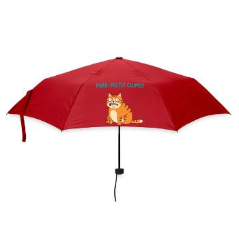 Purr-fekt Ungeschickte Katze - Regenschirm (klein) - Rot - Vorne