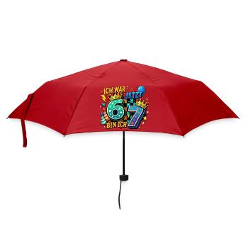 7. Geburtstag Krone Ich war 6 jetzt bin ich 7 - Regenschirm (klein) - Rot - Vorne