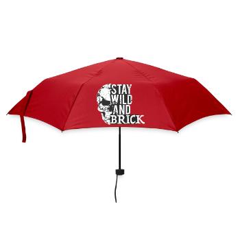 Stay Wild Skull Brick Design - Regenschirm (klein) - Rot - Vorne