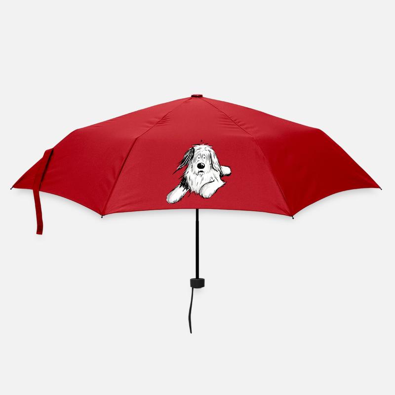 Felliger Bobtail I Beraded Collie Hund I Geschenk - Regenschirm (klein) - Rot