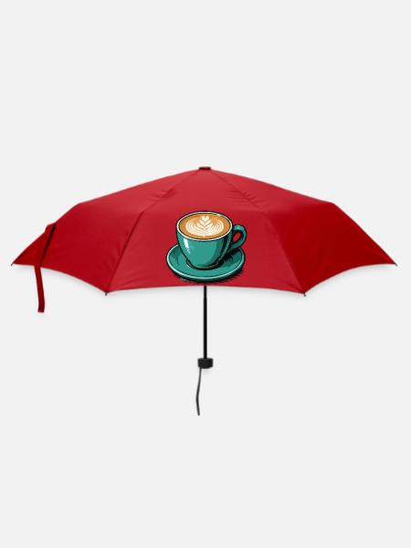 Teal Latte Art Kaffeetasse - Regenschirm (klein) - Rot
