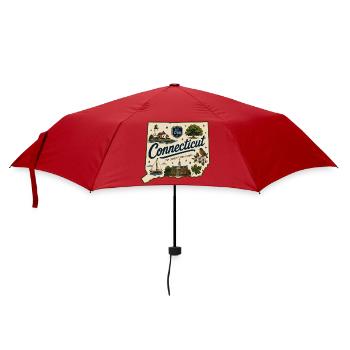 Connecticut Vintage State Souvenir-Aufkleber - Regenschirm (klein) - Rot - Vorne