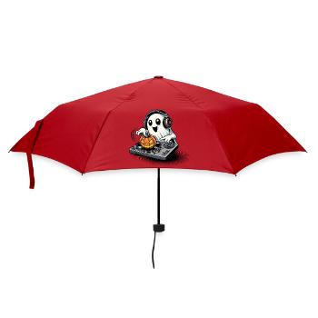 Happy Halloween ghost as a DJ with a pumpkin - Umbrella (small) - red - Front