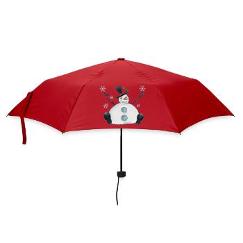 Dicker Schneemann - Regenschirm (klein) - Rot - Vorne