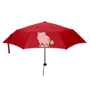 Blowing Pig Cartoon - Umbrella (small) - red - Front