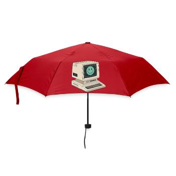 Smiley rétro sur ordinateur vintage - Parapluie standard - rouge - Devant