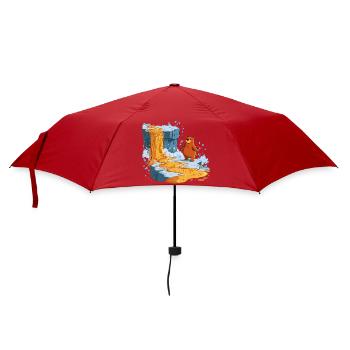 Bär am Lavastrom auf Eis - Umbrella (small) - red - Front
