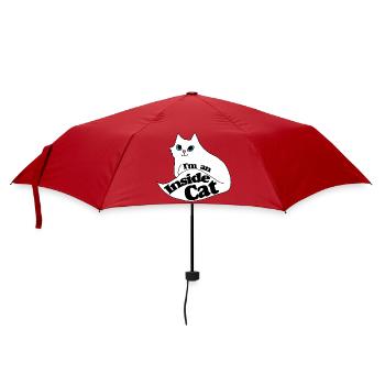 Inside Cat Cartoon Slogan Tee - Umbrella (small) - red - Front
