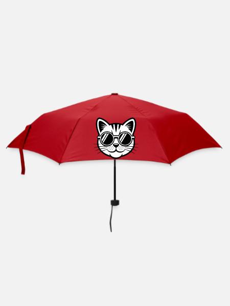 Coole Katze mit Sonnenbrille - Regenschirm (klein) - Rot