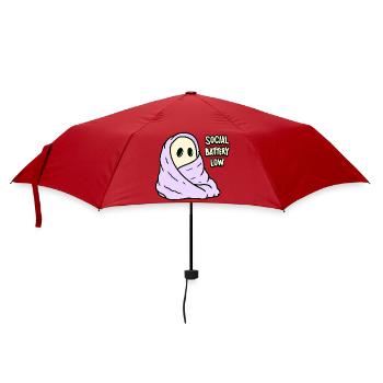 Kawaii Akku Leer Social Battery Low - Regenschirm (klein) - Rot - Vorne