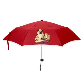 Mops & Hamster beim Heimwerken – Heimwerker - Regenschirm (klein) - Rot - Vorne