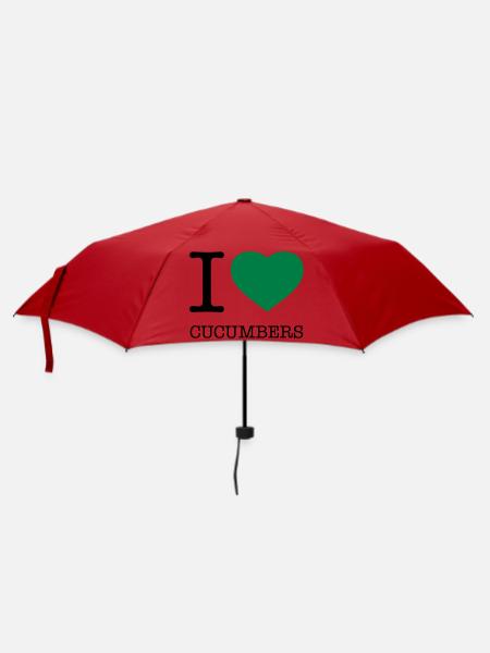 I LOVE CUCUMBERS Gurken Gurke - Regenschirm (klein) - Rot