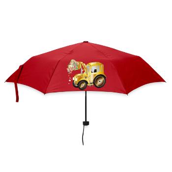 Tracteur à chargement frontal avec fleurs en fleurs et verdure - Parapluie standard - rouge - Devant