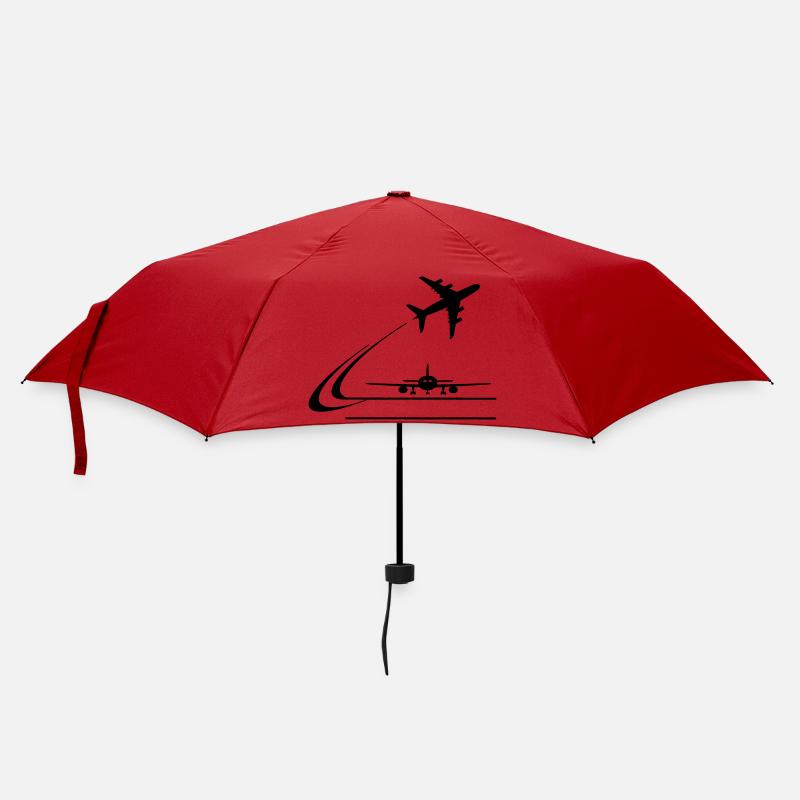 Vorderansicht Flugzeug und wegfliegendes Flugzeug - Regenschirm (klein) - Rot