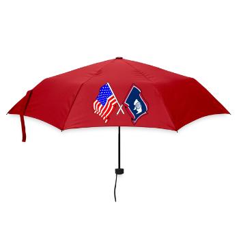Flagge der USA und des Bundesstaates Wyoming gekreuzt - Regenschirm (klein) - Rot - Vorne