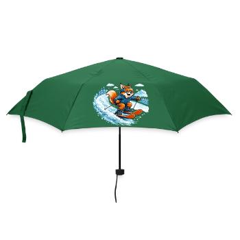 Lustiger Ski Fuchs – Comic Wintermotiv - Regenschirm (klein) - Flaschengrün - Vorne