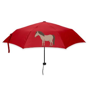 Beige horse with dark mane - Umbrella (small) - red - Front