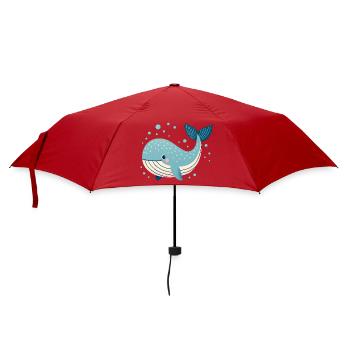 Blauwal mit Blasen - Regenschirm (klein) - Rot - Vorne