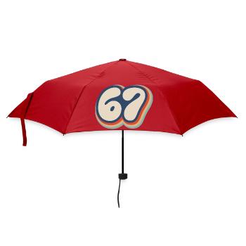 67 - Sixty Seven Nummer 67 Vintage Retro Meme Six - Regenschirm (klein) - Rot - Vorne
