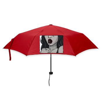 Noir Lippen Lolli Illustration - Regenschirm (klein) - Rot - Vorne