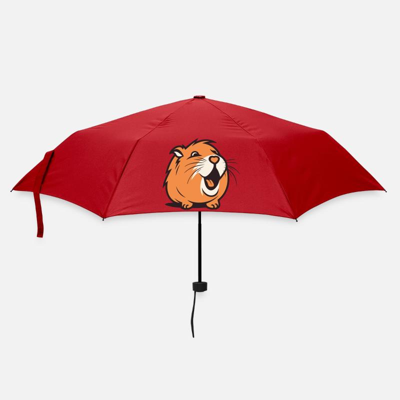 Cheerful Capybara / Guinea Pig / Hamster – Heart - Umbrella (small) - red
