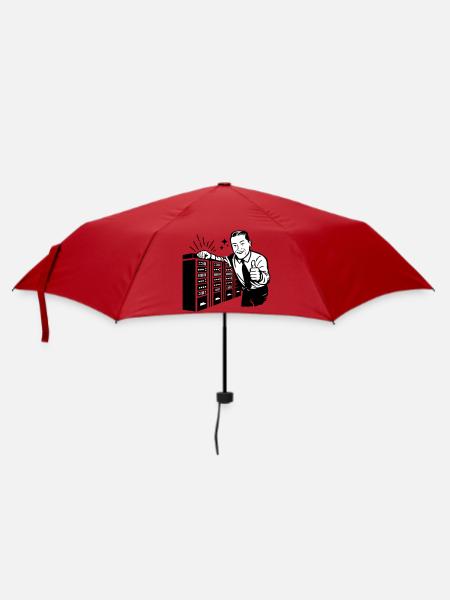 Retro IT Admin Smiling – Vintage Tech Support - Umbrella (small) - red