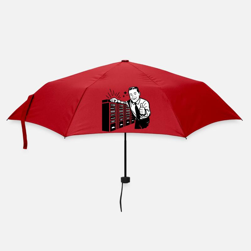 Retro IT-Admin lächelt – Vintage Tech Support - Regenschirm (klein) - Rot