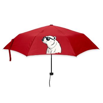 Cooler Eisbär mit Brille - Regenschirm (klein) - Rot - Vorne