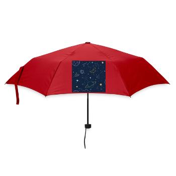 Kosmischer Dschungel mit Planeten und Sternen - Regenschirm (klein) - Rot - Vorne