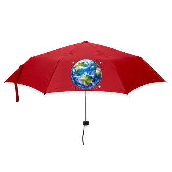 Erde im kosmischen Aquarellstil - Regenschirm (klein) - Rot - Vorne