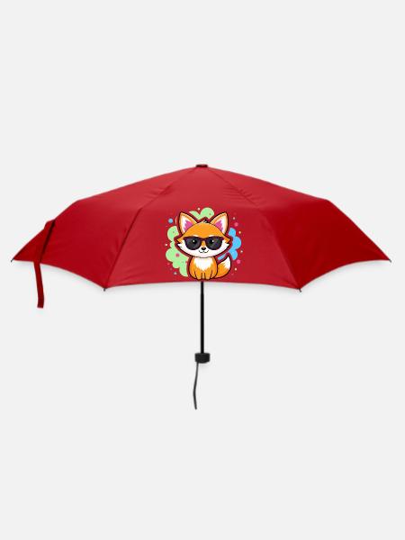 Fuchs-Pop-Brille - Regenschirm (klein) - Rot
