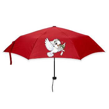 Hochzeitstaube Kawaii Style – Liebe & Hochzeit - Regenschirm (klein) - Rot - Vorne